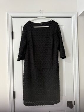 Sharagano Women's Black Honeycomb Textured 3/4 Sleeve Dress Size 14W